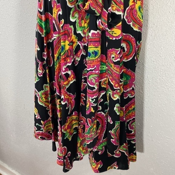 Ralph Lauren Black Pink Multi Paisley Silk Ruffle Wrap Dress 6 RR16 - Picture 8 of 13